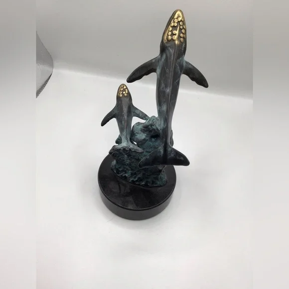 SPI GALLERY 大型ザトウクジラ 彫刻 真鍮製 高さ約40cm ハンドメイド